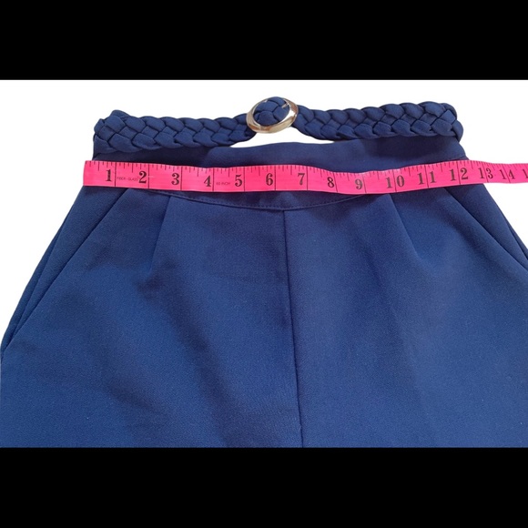 Blue Belted High Waisted Lined Shorts - Size Small - Picture 5 of 7